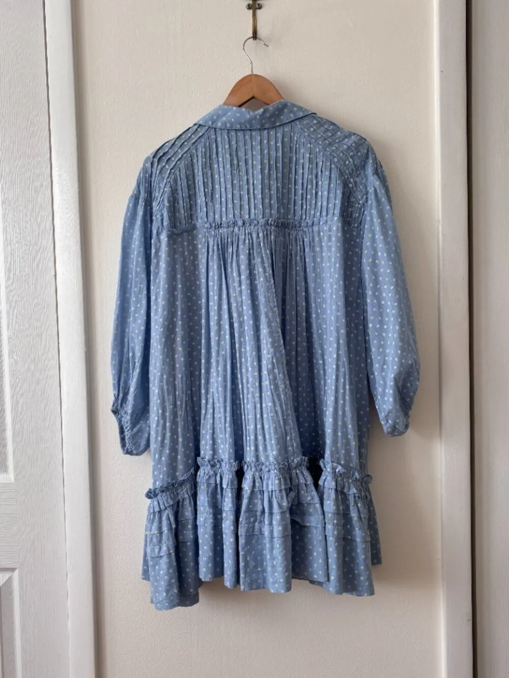 Free People Full Swing Mini Dress in Powder Blue Polka Dot